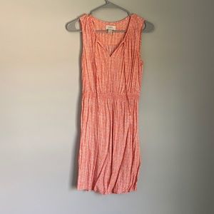 Loft Peach/Coral Chevron Print Summer Dress
